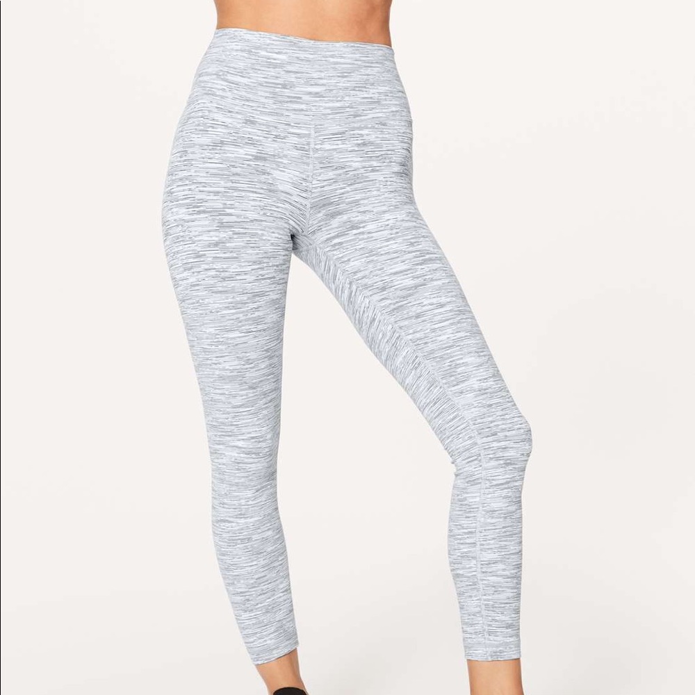 LULULEMON ATHLETICA WUNDER UNDER HI RISE 7/8 TIGHT LEGGING SPACE DYE 25" GREY 6